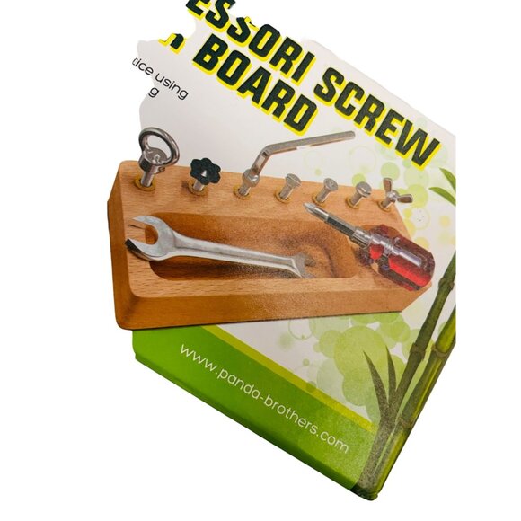 Montessori Screw Driver Board By Panda Brothers 8" x 4" x 2" - Picture 6 of 8
